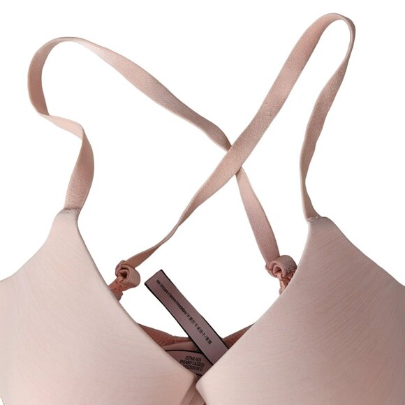Victoria's Secret Uplift Semi Demi Bra Pink Peach 32DD Underwire Adj Seamless - Picture 4 of 11